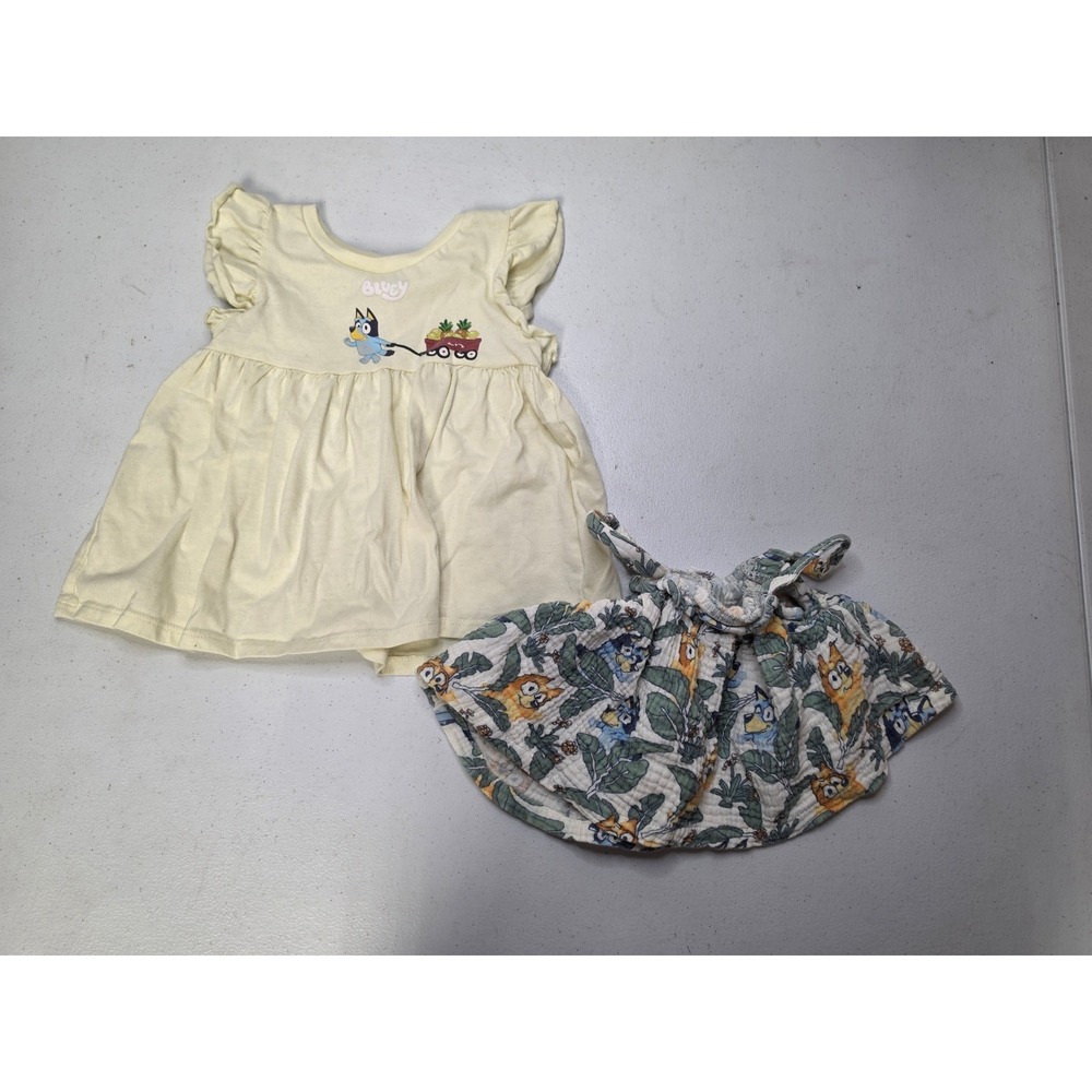 Bluey Toddler Girls Peplum Graphic Tee and Gauze Tank Top Lot 2T Yellow Multi